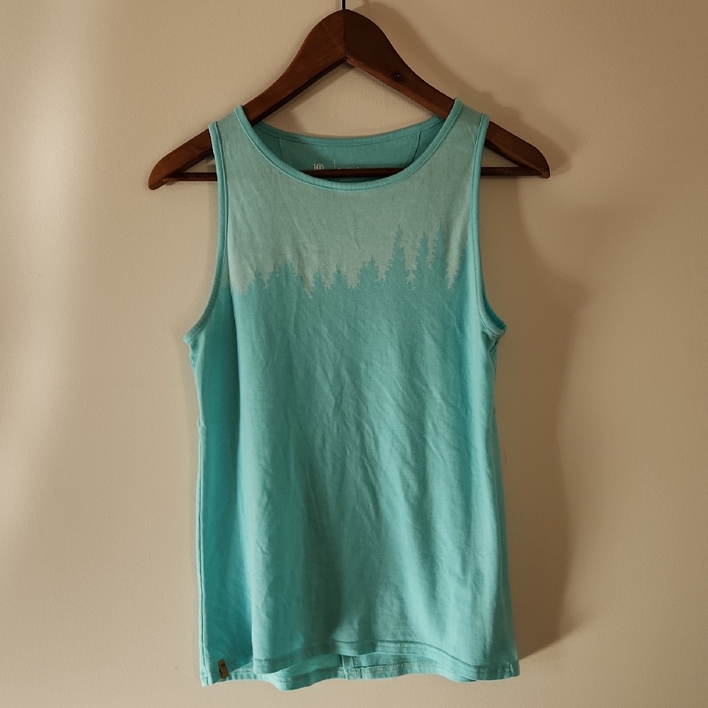tentree Teal Tank Top with Forest Design